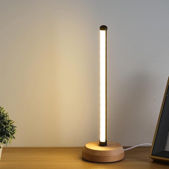 Modern Led Wood Table Lamp, 3-Color Temperature Bedside Lamp,Bedroom Bedside Night Light, Dimmable Led Lighting, Creative Home Decor, Unique House warmging Gift - LeafyLoom