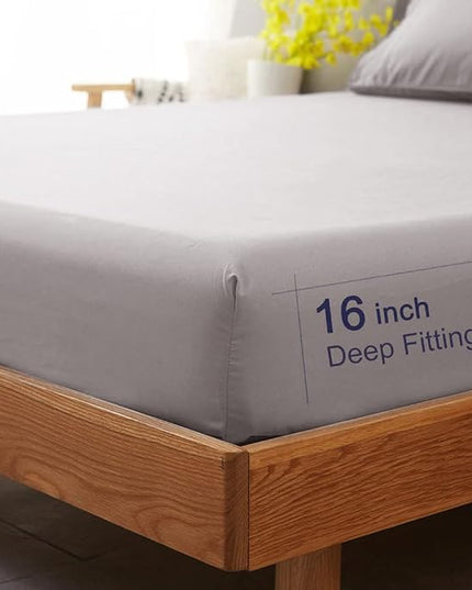 SONORO KATE Bed Sheet Set Super Soft Microfiber 1800 Thread Count Luxury Egyptian Sheets 16-Inch Deep Pocket Wrinkle-4 Piece(Full Grey) - LeafyLoom