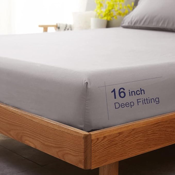 SONORO KATE Bed Sheet Set Super Soft Microfiber 1800 Thread Count Luxury Egyptian Sheets 16-Inch Deep Pocket Wrinkle-4 Piece(Full Grey) - LeafyLoom