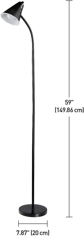 Globe Electric 12708 59" 1-Light LED Floor Lamp, Black, Matte Finish, Plastic Mesh Shade, LED Bulb Included, Floor Lamp for Living Room, Floor Lamp for Bedroom, Home Office Accessories - LeafyLoom