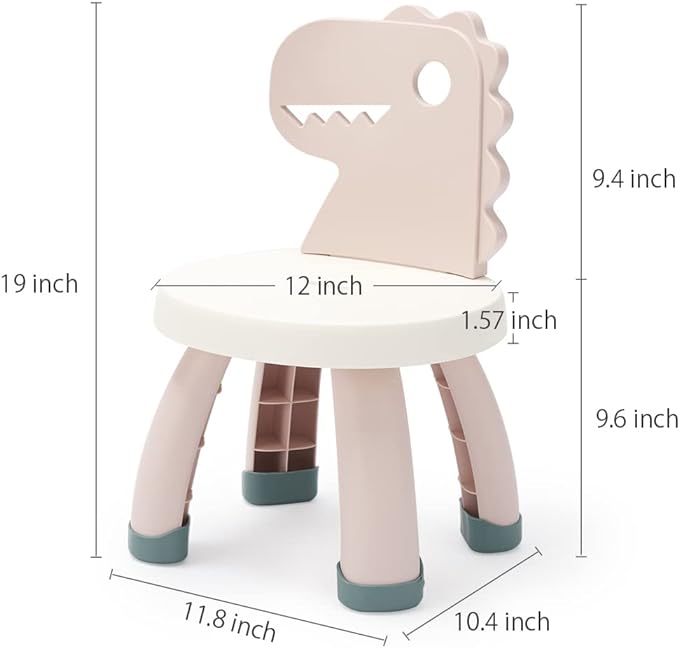 Toddler Chair,Plastic Kids Dino Chair,Sturdy Durable and Lightweight Toddler's Activity Chairs,Anti-Slip Ergonomic Design kids step stool,Indoor or Outdoor Use for Boys Girls Aged 2+ (Pink) - LeafyLoom