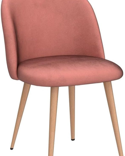 CangLong Mid Century Modern Kitchen Velvet Upholstered Accent Leisure Chairs,Set of 2, pink 1 - LeafyLoom