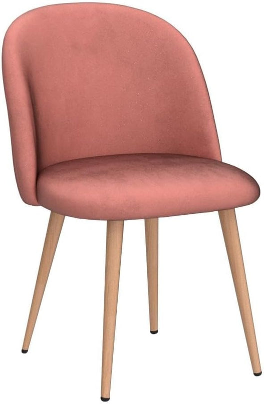 CangLong Mid Century Modern Kitchen Velvet Upholstered Accent Leisure Chairs,Set of 2, pink 1 - LeafyLoom