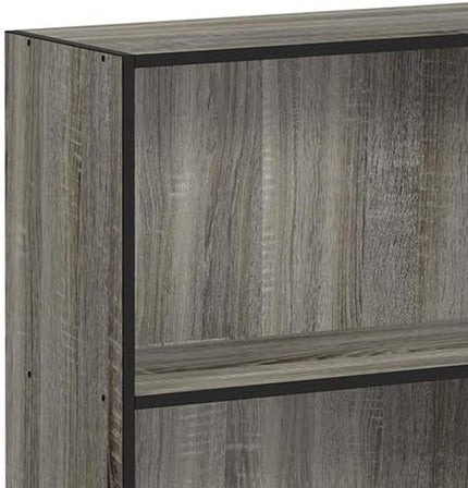 FURINNO Basic 3-Tier Bookcase Storage Shelves, French Oak Grey/Black - LeafyLoom