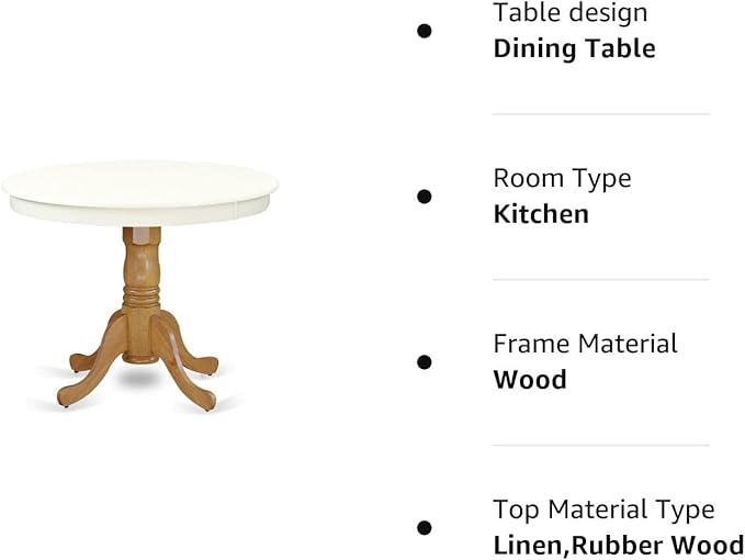 East West Furniture Kitchen Table, 36x36 Inch, ANT-LOK-TP - LeafyLoom