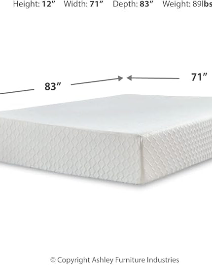 Signature Design by Ashley California King Size Chime 12 Inch Medium Firm Memory Foam Mattress with Green Tea & Charcoal Gel, White - LeafyLoom