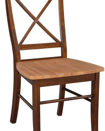 International Concepts Set of Two X-Back Dining Chair, Pecan - LeafyLoom