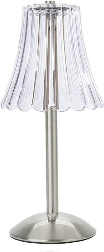 Cordless Table Lamps for Home,Table,Dining Room, Silver Rechargeable Lamps, USB Charge 12'' Tall LED Portable Outdoor Indoor Table Lamp with Built-in Dimmer - LeafyLoom