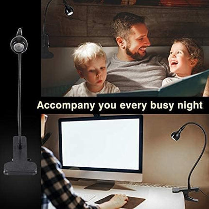 LED Desk Lamp, Ymiko USB Clip-on Reading Lights Eye Protection Book Clamp Light, 360 ° Flexible Gooseneck Clamp Lamp for Home Study Reading Kid's Room(Black) - LeafyLoom