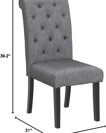 Roundhill Furniture Leviton Solid Wood Tufted Dining Chair, Set of 2, Gray - LeafyLoom