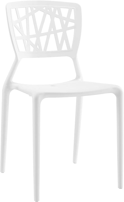 Modway Astro Stacking Accent Kitchen and Dining Room Chair in White - Fully Assembled - LeafyLoom