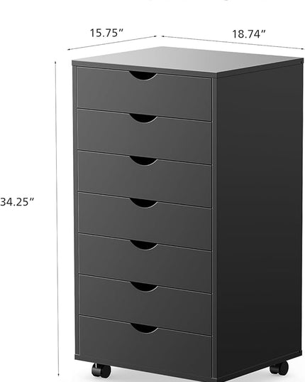 OLIXIS Chest Wood File Cabinet Rolling Organization Storage Dresser with Wheels for Home Office - LeafyLoom