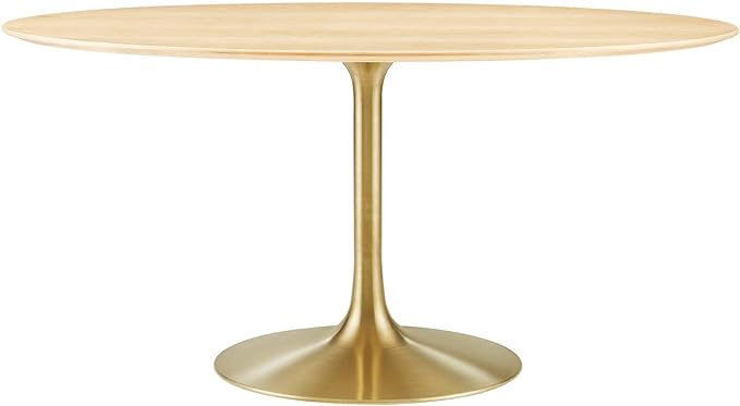 Modway Lippa Dining Table, 60", Gold Natural - LeafyLoom