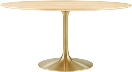 Modway Lippa Dining Table, 60", Gold Natural - LeafyLoom