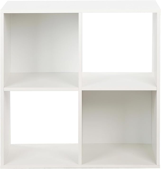 PACHIRA E-Commerce Wooden Storage Cubes Bookcase, Unit Shelf, Closet Cabinet, Organizer Rack in Living Room, Bedroom, Study, 4 Cube, White - LeafyLoom