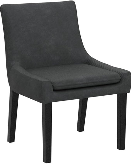 COLAMY Modern Dining Chairs Set of 2, Upholstered Corduroy Accent Side Leisure Chairs with Mid Back and Wood Legs for Living Room/Dining Room-Grey - LeafyLoom