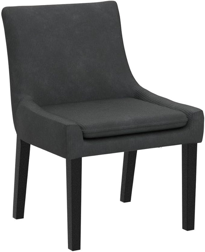 COLAMY Modern Dining Chairs Set of 2, Upholstered Corduroy Accent Side Leisure Chairs with Mid Back and Wood Legs for Living Room/Dining Room-Grey - LeafyLoom