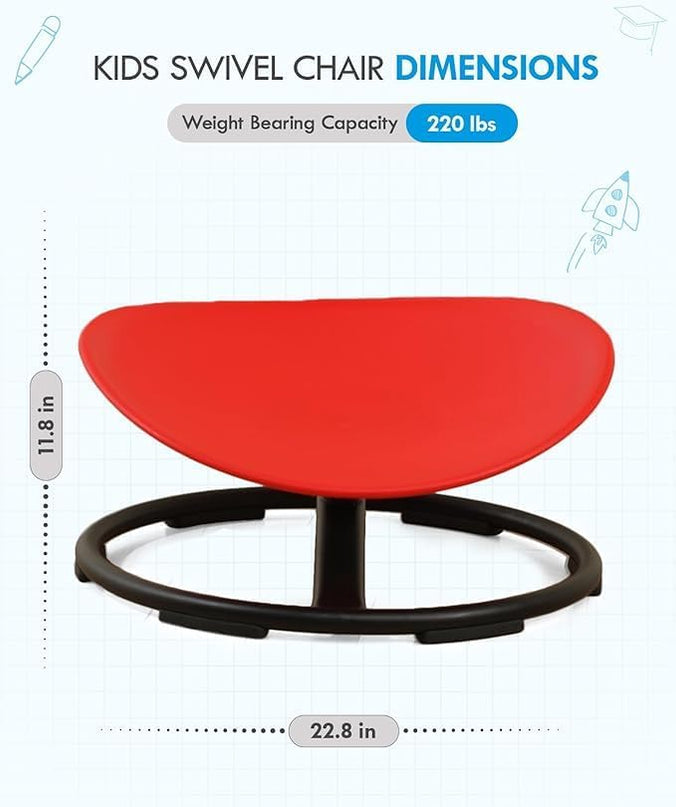 Giggle & Play Kids Swivel Chair, Sensory Spinning Chair, Body Balance Physical Therapy Equipment, Autism Swivel Chair, Montessori Carousel Spinning Toy Chair - 360° Sit and Spin (Red) - LeafyLoom