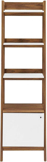 Modway Bixby Display Case, 21" Bookshelf, Walnut White - LeafyLoom