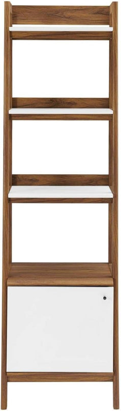 Modway Bixby Display Case, 21" Bookshelf, Walnut White - LeafyLoom
