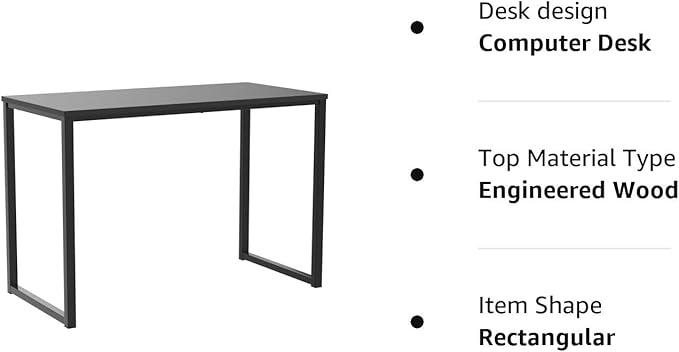 SHW Home Office 32-Inch Computer Desk, Black - LeafyLoom