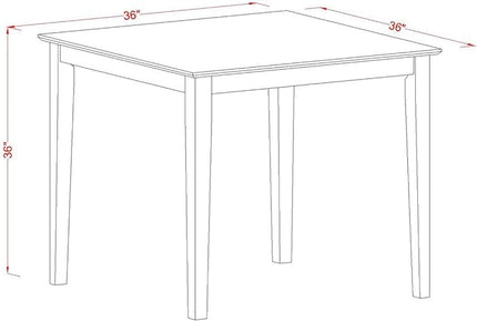 East West Furniture Vernon 3 Piece Counter Height Pub Set for Small Spaces Contains a Square Dining Room Table and 2 Kitchen Chairs, 36x36 Inch, Mahogany - LeafyLoom