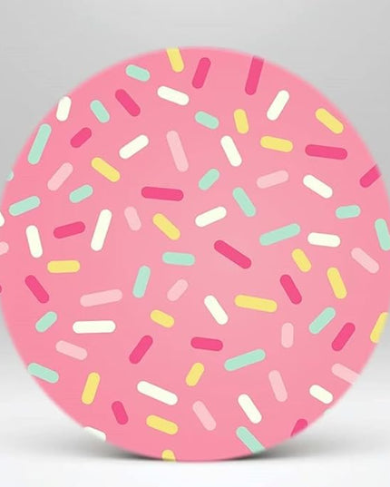 Donut Theme Round Backdrop for Girl Birthday Party Baby Shower Baptism Communion Christening Background Photography Portrait Pink Donut Grow Up Circle Round Banner Dia-7.5ft W-6081 - LeafyLoom