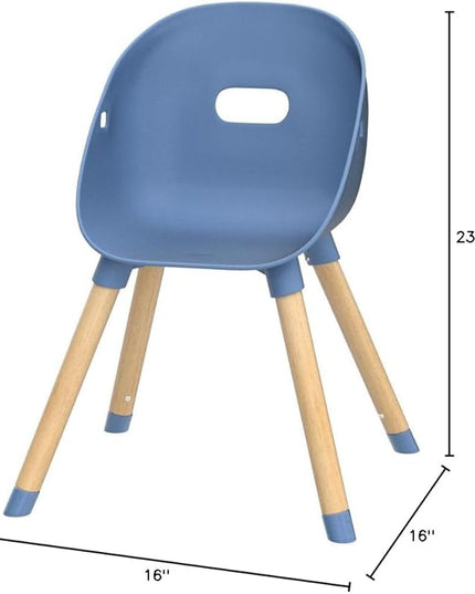 Lalo The Play Chair, Wooden and Non-Toxic Plastic Kids and Toddler Chair - Sturdy Bucket Seat and Easy to Clean Kids Chair with up to 200 lb. Weight Capacity, Set of 2 - Blueberry - LeafyLoom