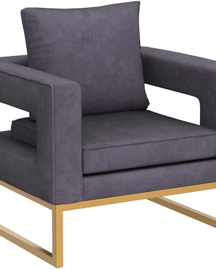 Roundhill Furniture Lenola Upholstered Accent Arm Chair, Gray 27.5D x 29.75W x 34.5H in - LeafyLoom
