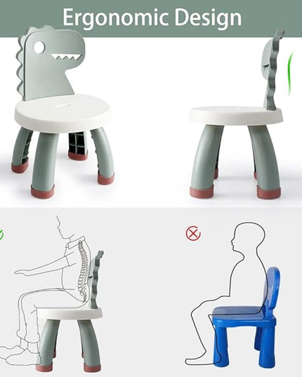 Toddler Chair,Plastic Kids Dino Chair,Sturdy Durable and Lightweight Toddler's Activity Chairs,Anti-Slip Ergonomic Design kids step stool,Indoor or Outdoor Use for Boys Girls Aged 1+ (Green) - LeafyLoom