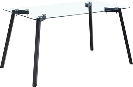 NicBex 51.18Inch Rectangular Dining Table,Minimalist Kitchen Table with Tempered Glass Tabletop and Black Coating Metal Legs for 4 to 6,Dining Room Table for Kitchen,Meeting Room and Living Room,Black - LeafyLoom
