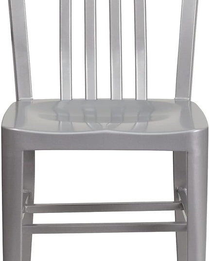 Flash Furniture Gael Indoor/Outdoor Modern Metal Dining Chairs, Commercial-Grade Galvanized Steel Restaurant Chairs, Set of 2, Silver - LeafyLoom