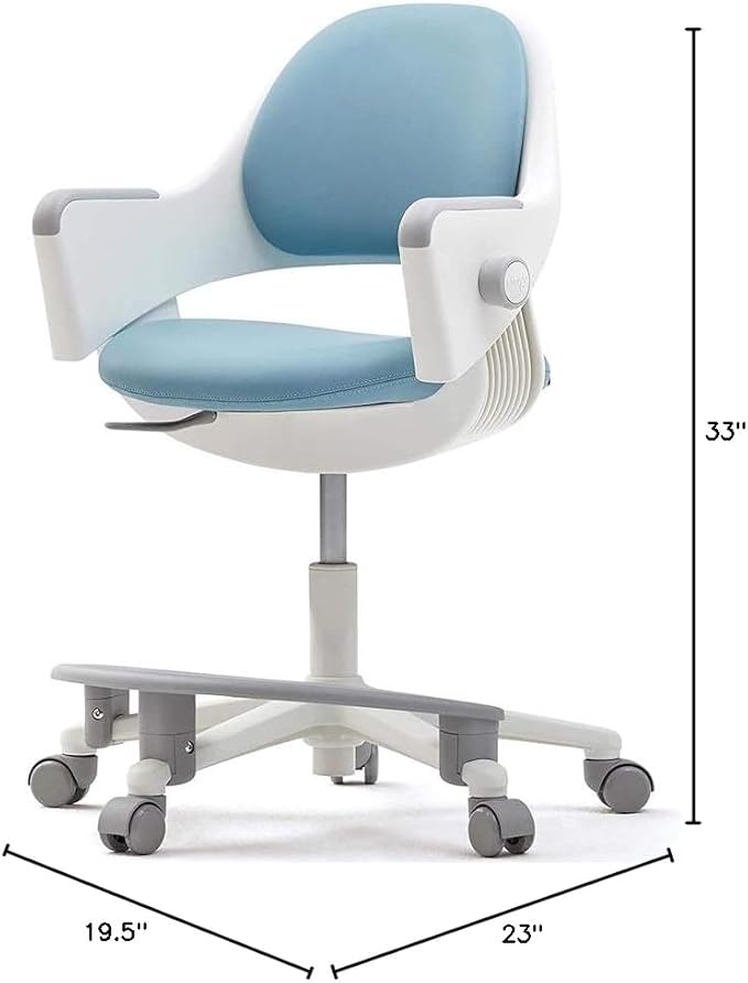 SIDIZ ringo Kids Desk Chair : Ergonomic Kids Chair with Footrest, 4-Step Growing Function, Adjustable Seat Height, Sit-Locking Casters, Swivel Type Kids Chair (Lavendar Blue Chair) - LeafyLoom