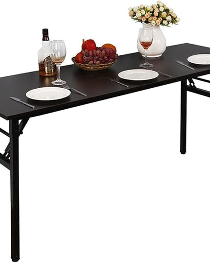 Folding Desk, 62 inch No Assembly Folding Desks for Small Spaces, Sturdy Foldable Computer Desk, Functional Home Office Desks, Study Writing Desk Office Table Workstation for Home Office Outdoor - LeafyLoom