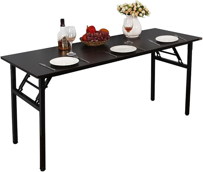 Folding Desk, 62 inch No Assembly Folding Desks for Small Spaces, Sturdy Foldable Computer Desk, Functional Home Office Desks, Study Writing Desk Office Table Workstation for Home Office Outdoor - LeafyLoom