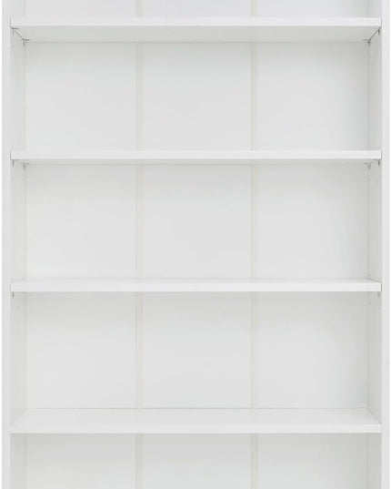 STARY 5 Shelf White Bookcase 60 inch Tall Wood Bookshelf for Bedroom - LeafyLoom