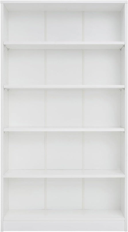 STARY 5 Shelf White Bookcase 60 inch Tall Wood Bookshelf for Bedroom - LeafyLoom