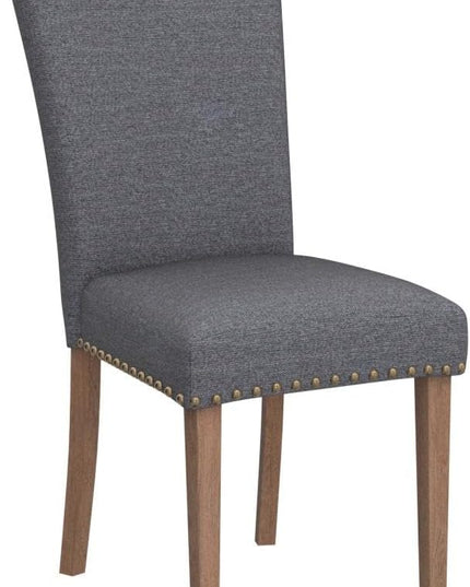 COLAMY Upholstered Parsons Dining Chairs Set of 4, Fabric Dining Room Kitchen Side Chair with Nailhead Trim and Wood Legs - Dark Grey - LeafyLoom