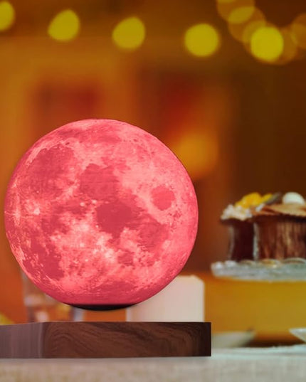 Floating Moon Lamp 16 Colors Magnetic Levitating Moon Light, Great Gift for Family, Kids and Lover for Birthdays, Valentine's Day, Anniversary（Dark Brown Base - LeafyLoom