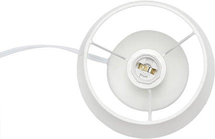 Simple Designs LT2080-OFF Mini Bocksbeutal Concrete Table Desk Lamp with Tapered Drum Fabric White Shade, Off White (Pack of 12) - LeafyLoom