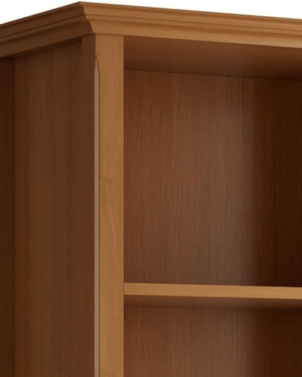 SIMPLIHOME Amherst SOLID WOOD 30 Inch Transitional 5 Shelf Bookcase in Light Golden Brown, For the Living Room, Study Room and Office - LeafyLoom