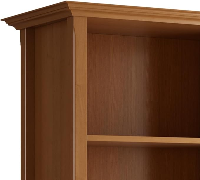 SIMPLIHOME Amherst SOLID WOOD 30 Inch Transitional 5 Shelf Bookcase in Light Golden Brown, For the Living Room, Study Room and Office - LeafyLoom