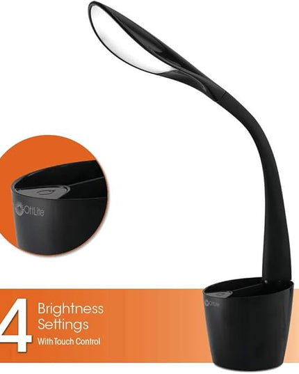 OttLite LED Desk Space Organizer Lamp - 4 Brightness Levels, Additional Storage, Great for Workstation, Offices, Dorms - LeafyLoom