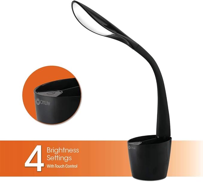 OttLite LED Desk Space Organizer Lamp - 4 Brightness Levels, Additional Storage, Great for Workstation, Offices, Dorms - LeafyLoom