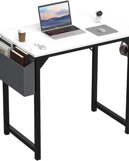 32 Inch Small Office Desk Modern Simple Style Writing Study Work Computer Table for Home Bedroom, White - LeafyLoom