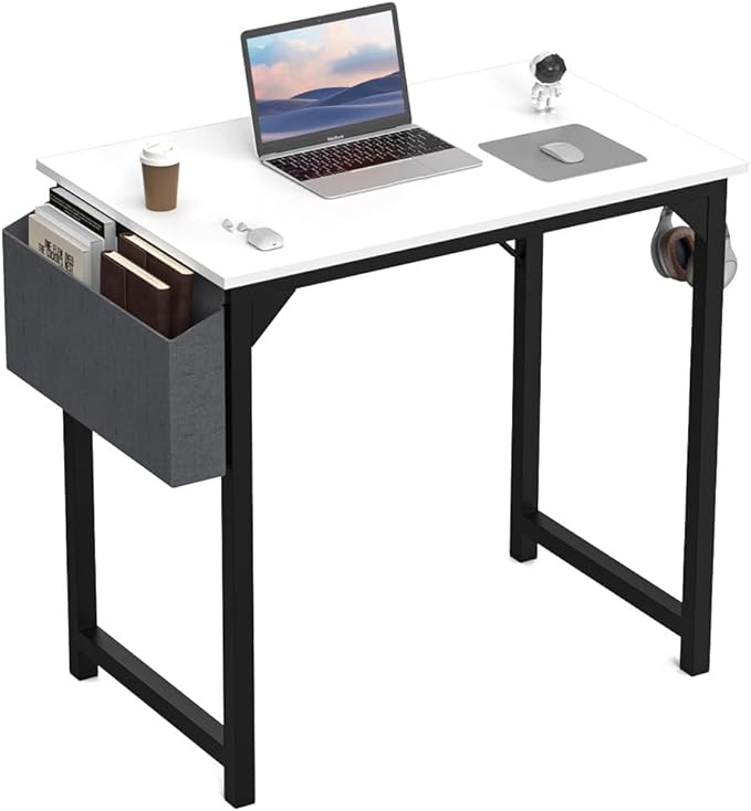 32 Inch Small Office Desk Modern Simple Style Writing Study Work Computer Table for Home Bedroom, White - LeafyLoom