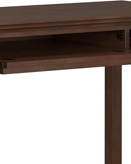 SIMPLIHOME Amherst SOLID WOOD Transitional 54 Inch Wide Desk in Russet Brown, For the Office Desk, Writing Table, Workstation and Study Table - LeafyLoom