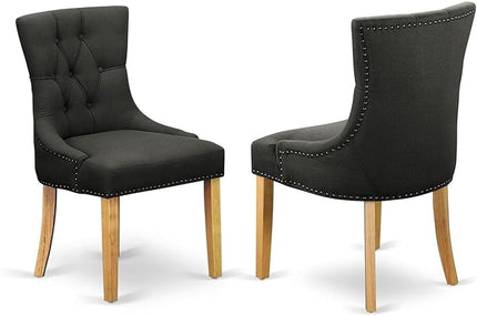 East West Furniture NDFR3-OAK-20 Norden 3 Piece Dinette Set for Small Spaces Contains a Rectangle Dining Table with Dropleaf and 2 Dark Gotham Linen Fabric Parson Chairs, 30x48 Inch - LeafyLoom