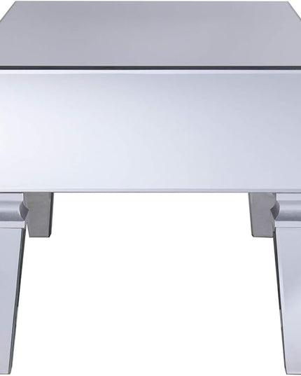 SEI Furniture Darien Contemporary Mirrored Rectangular, Rectangle Coffee Table, Silver - LeafyLoom