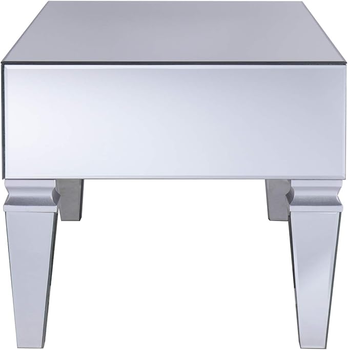 SEI Furniture Darien Contemporary Mirrored Rectangular, Rectangle Coffee Table, Silver - LeafyLoom